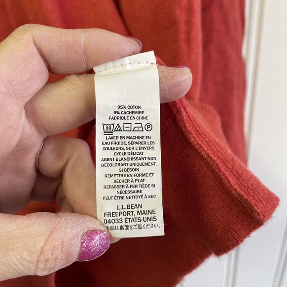 LL Bean Sweater Mens XXLarge Orange‎ Cashmere Blend 1/4 Zip Mock Neck - Picture 5 of 8